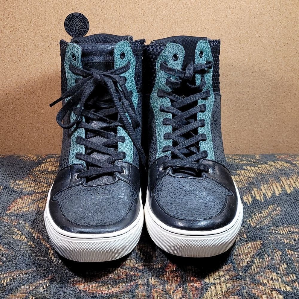 Creative Recreation Men's Adonis Black & Green Leather Fashion Sneaker- Size 10
